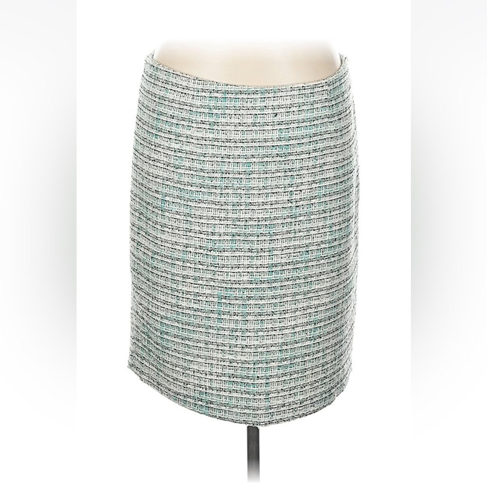 Kenar Tweed Pencil Skirt White, Mint Green, Black size 2